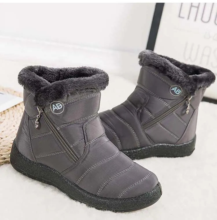 Botas de neve impermeáveis para mulheres, Sapatos femininos, Zíper, Pele macia, Confortável, Inverno