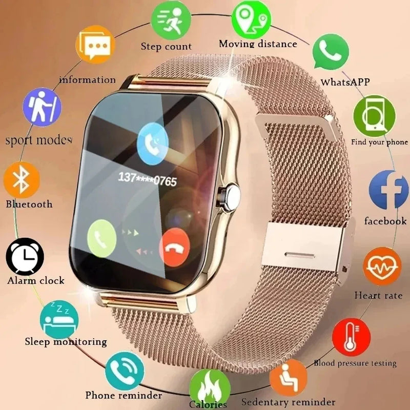 2024 relógio inteligente para homens feminino presente tela de toque completa esportes relógios fitness bluetooth chamadas digital smartwatch relógio pulso novo