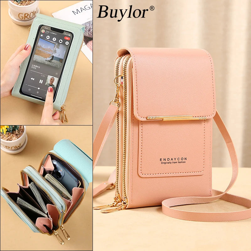 Bolsa Feminina Tela Sensível Ao Toque Celular Bolsa De Ombro Bolsa Feminina Barato Pequena Carteira De Couro Macio Crossbody сумка