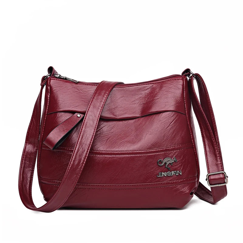 Elegante bolsa de couro feminina, bolsa de compras com um ombro, grão de carneiro, linda senhora crossbody, nova moda, 2024