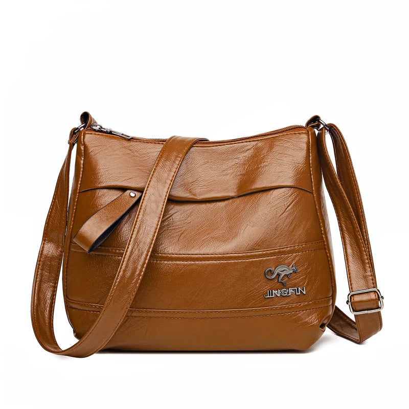 Elegante bolsa de couro feminina, bolsa de compras com um ombro, grão de carneiro, linda senhora crossbody, nova moda, 2024