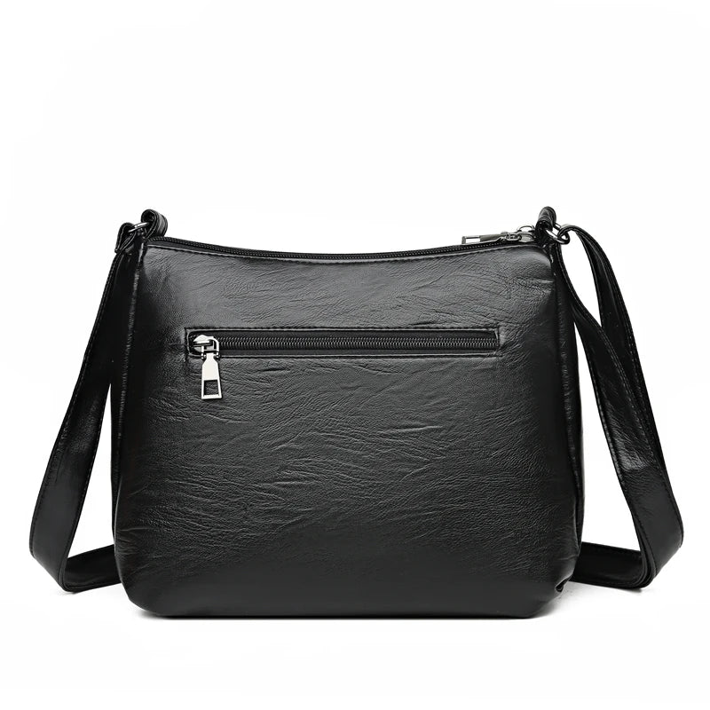 Elegante bolsa de couro feminina, bolsa de compras com um ombro, grão de carneiro, linda senhora crossbody, nova moda, 2024