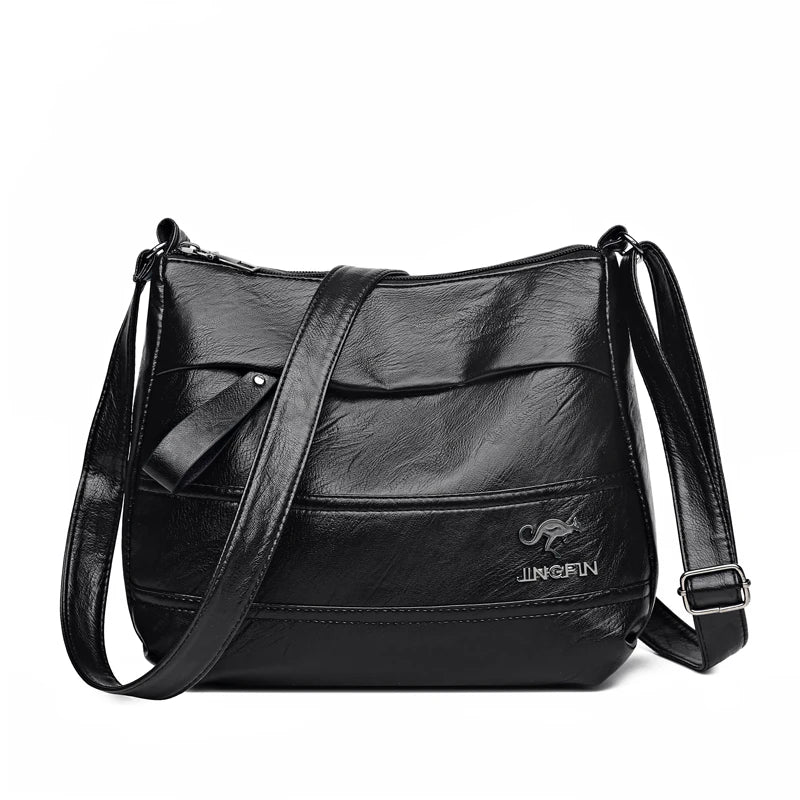 Elegante bolsa de couro feminina, bolsa de compras com um ombro, grão de carneiro, linda senhora crossbody, nova moda, 2024